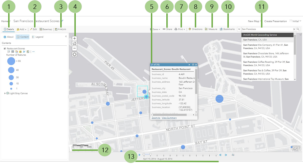 Map Viewer con elementos etiquetados