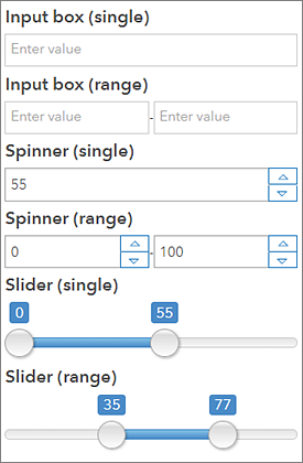 Tipos de visualización del selector de números